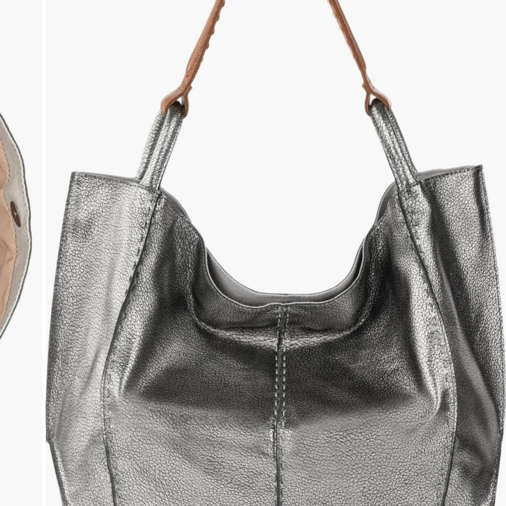 The Sak Silver and Brown Shoulder Bag with Relaxed Shape